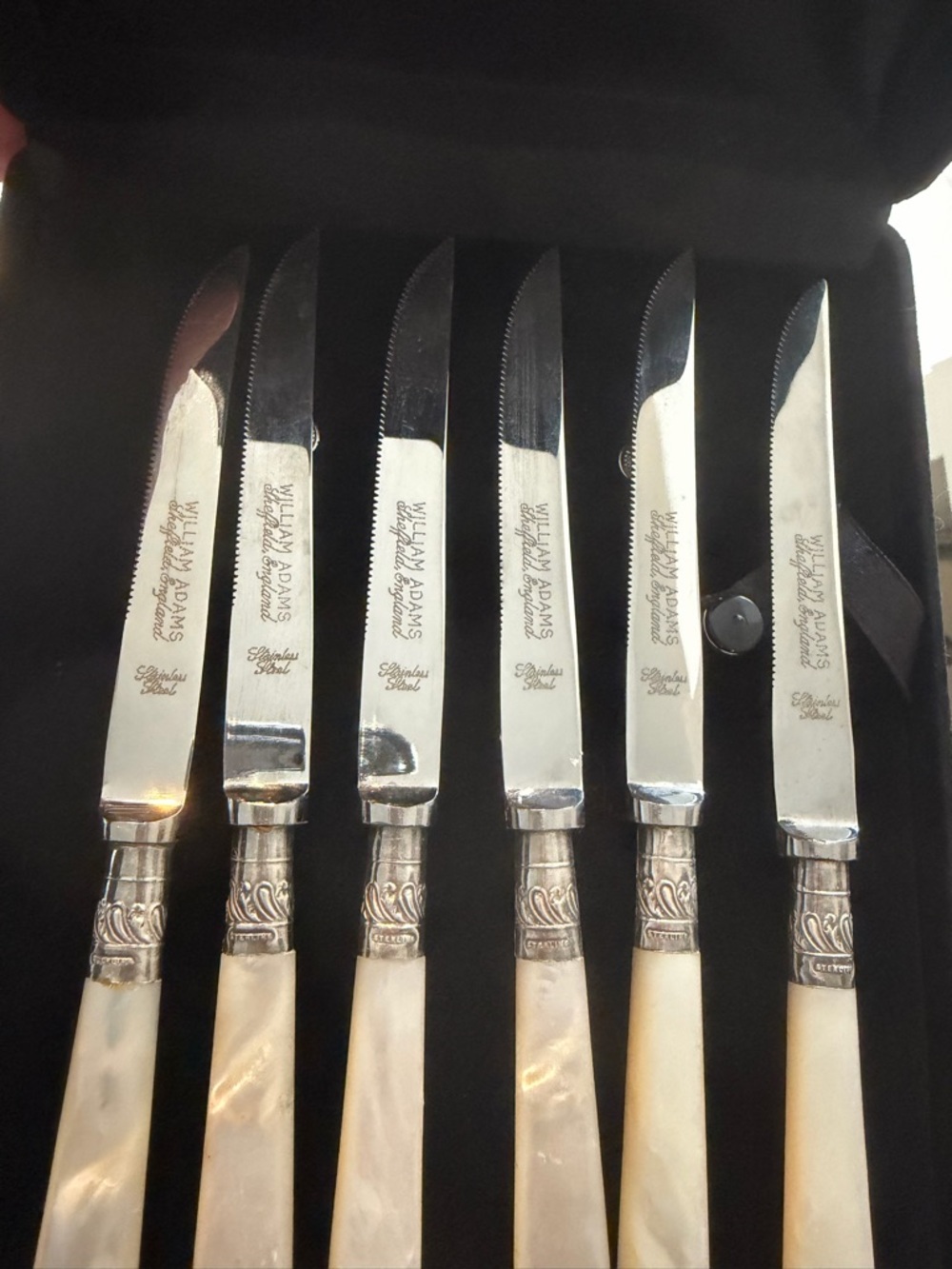 William Adams Mother-of-Pearl Handle Fruit Knives Set of 6